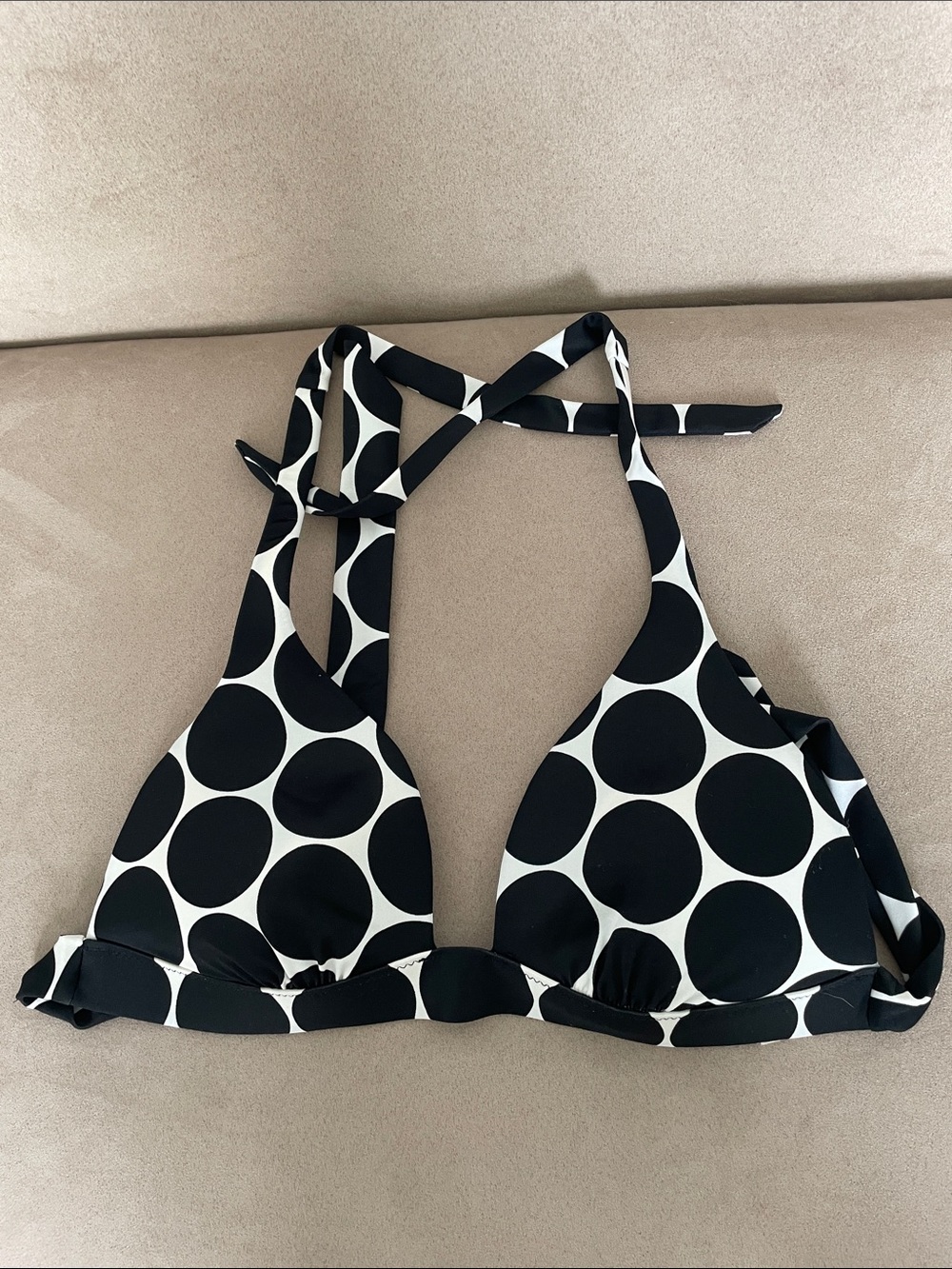 Victoria's Secret Black and White Polka Dot Triangle Bikini Top